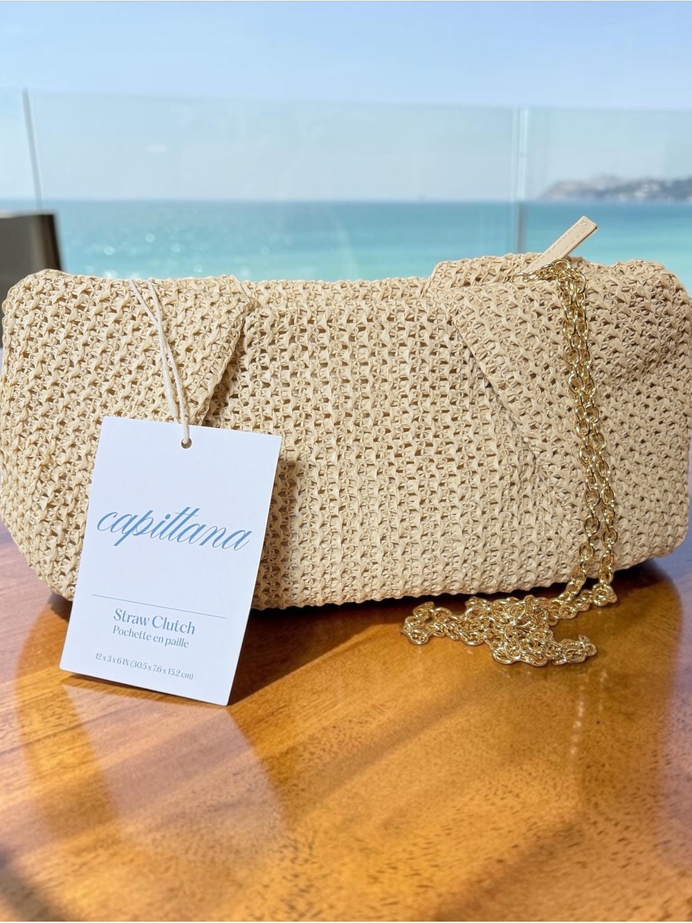 NWT Capittana Straw Clutch Crossbody Bag - Natural, Woven, Beach Vacation - Picture 6 of 9